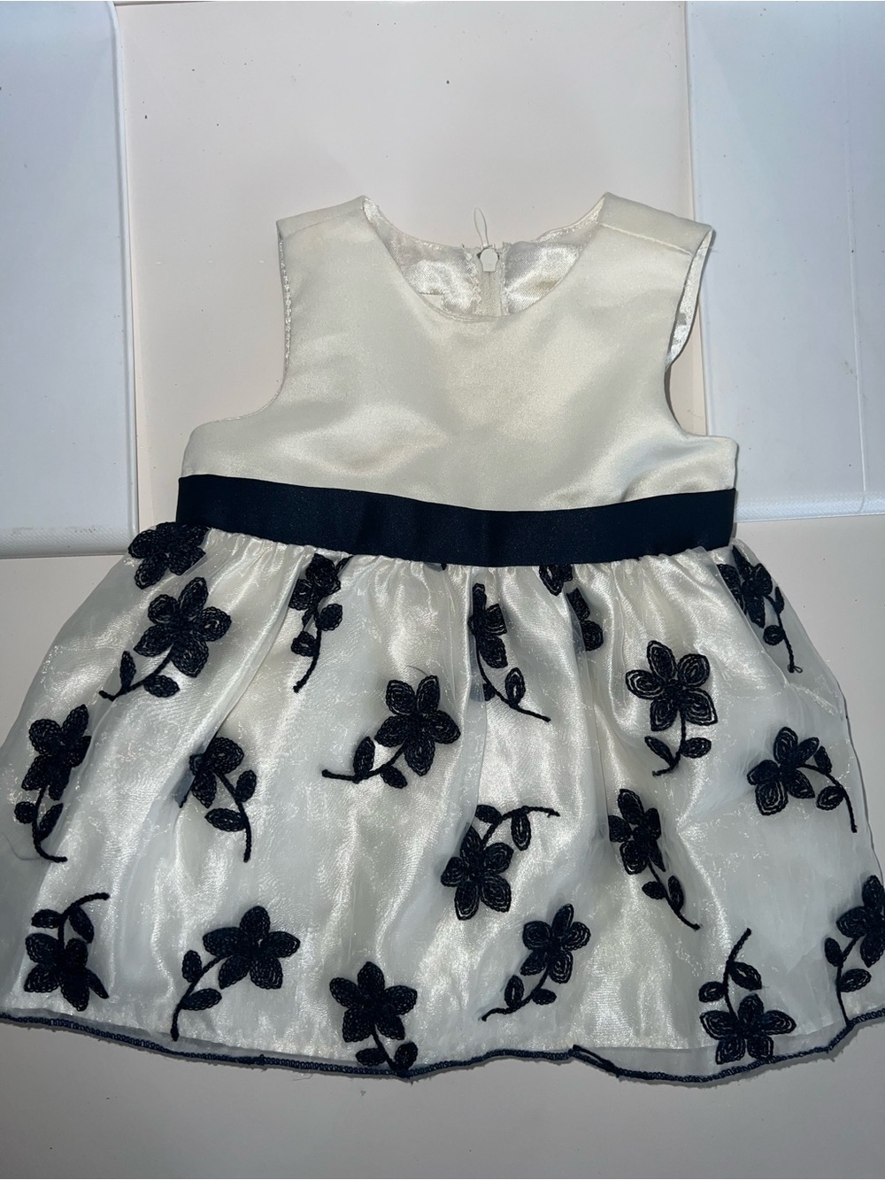 American Princess Ivory and Navy Floral Lace Party Dress